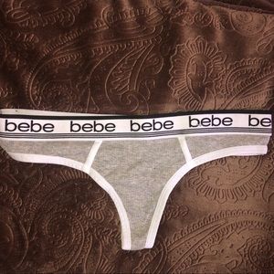 NEW. bebe Gray Thong Underwear